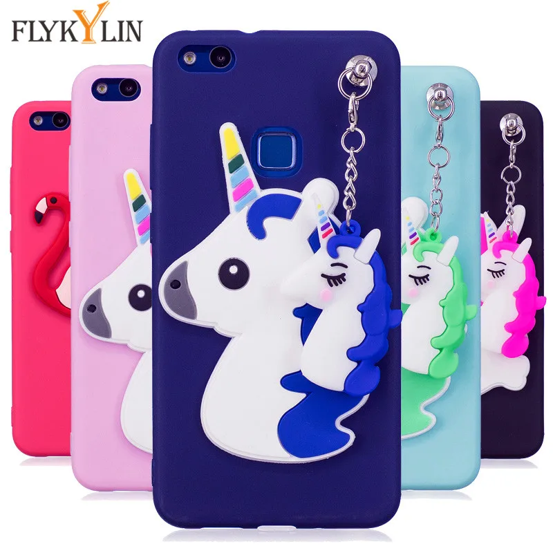 

FLYKYLIN Cute 3D TPU Phone Case For Huawei P8 Lite 2017 P10 P20 Lite P20 Pro Unicorn Flamingo Pendant soft Silicone Cover Caque