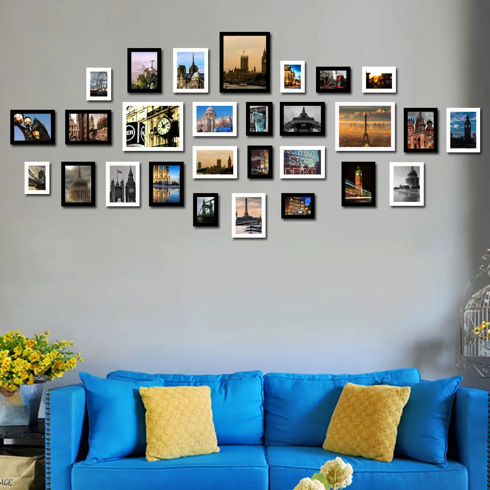 Billig 28 Pcs Nordic Stil Foto Rahmen Foto Für Wand Kunst Rahmen Bild Günstige Bild Frames Set für Wohnzimmer Sofa hintergrund