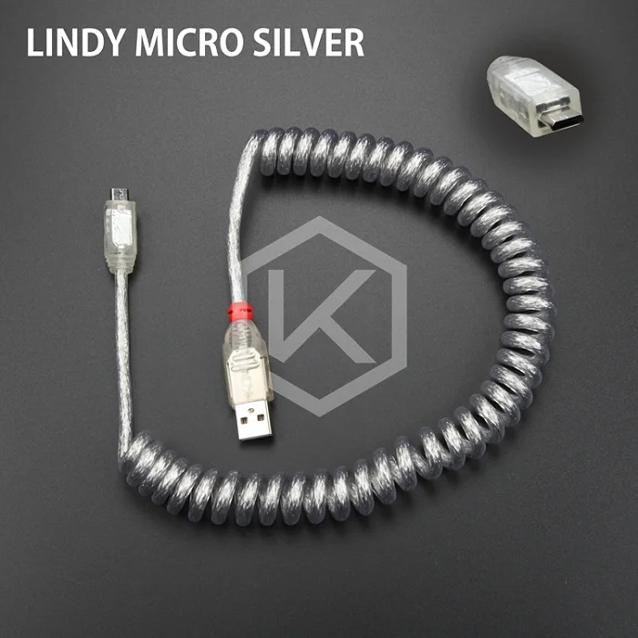 LINDY кабель провод механическая клавиатура GH60 USB кабель mini USB порт для покера 2 GH60 Комплект клавиатуры DIY - Цвет: Lindy Micro Silver