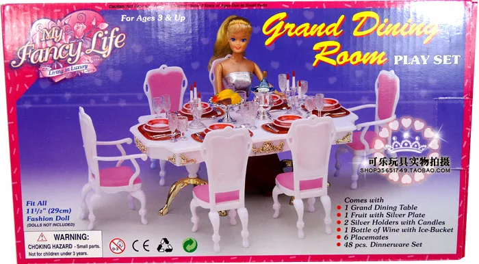 Chegada de Natal Jantar para Boneca Nova Presente Aniversário Crianças Boneca Acessórios Casa Mobiliário Jogar Conjunto Bonito Sala Barbie 1 6 - 7 High Quality Brinquedos e hobbies