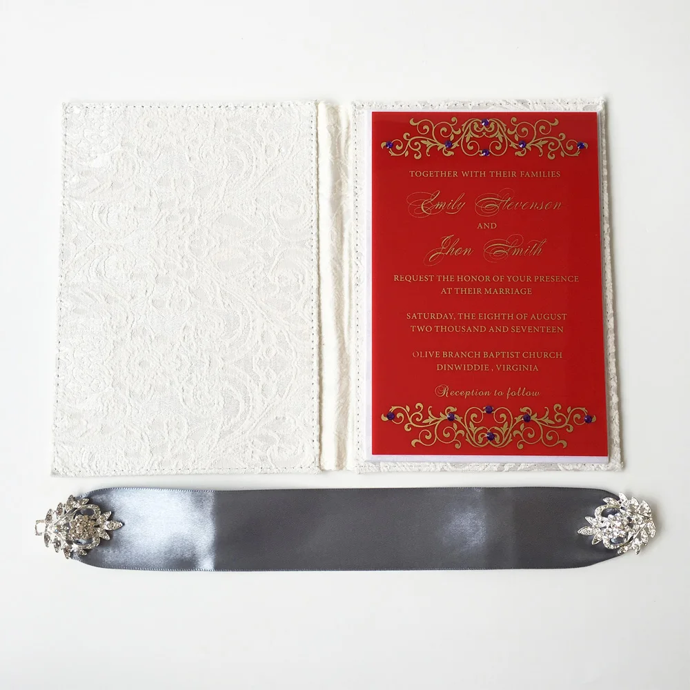  115x175mm Beautiful Red Acrylic Rectangle Shape Wedding Invitation Card 100 Sets Per Lot - 32829316483