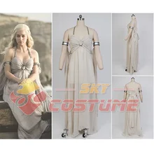 Game of Thrones Daenerys Targaryen Chiffon Evening Dress Gown Cosplay Costume Suit Halloween Party