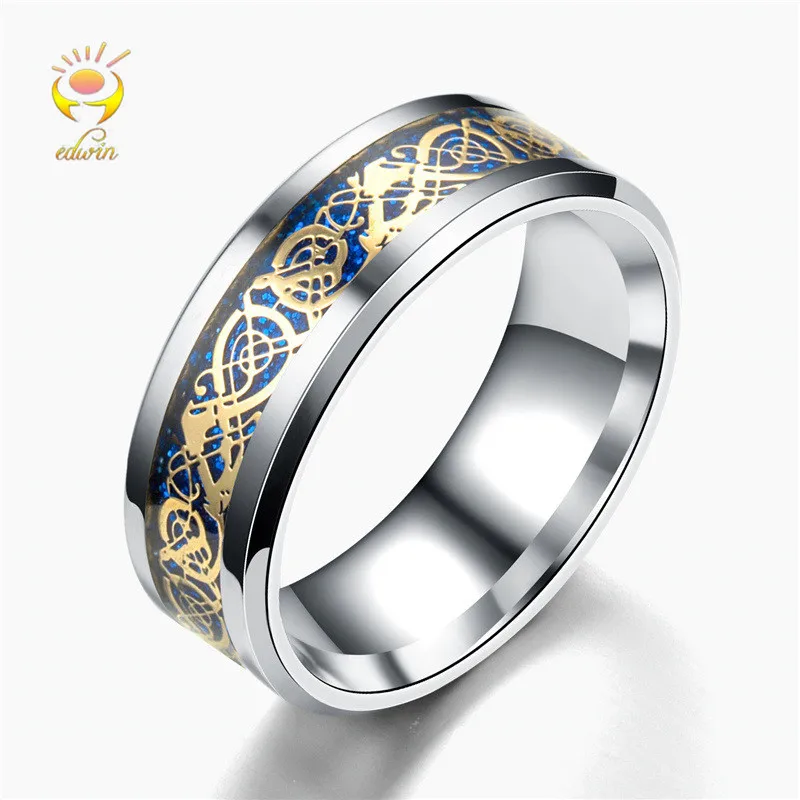 

Edwin 2018 Vintage Men Ring Nepal Dragon Inlaid Silver Dragon Film Men Ring Finger Ring Fashion Male Jewelry Rings A048