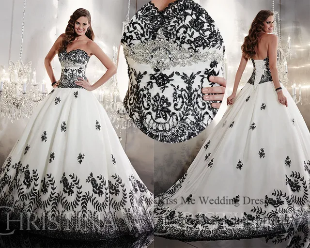 Black and White Lace Wedding Dress