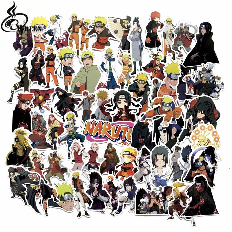 

63PCS/set Waterproof Japan Anime Naruto Sticker For Laptop Car Trunk Skateboard Guitar Fridge Backpack Decal Toy Stickers