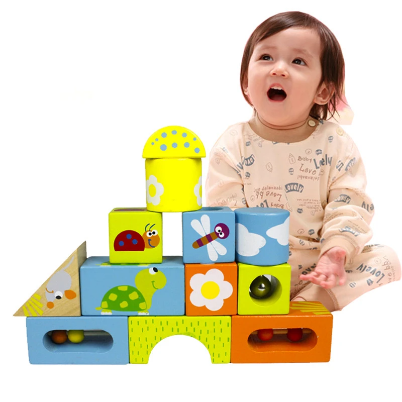 

Wooden Block Colorful Educational Early Learning Wood Building Block Toys For Children