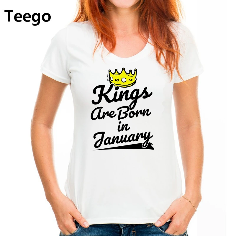 Новый летний Kings рождаются в январе Футболка женская Изделие из хлопка с