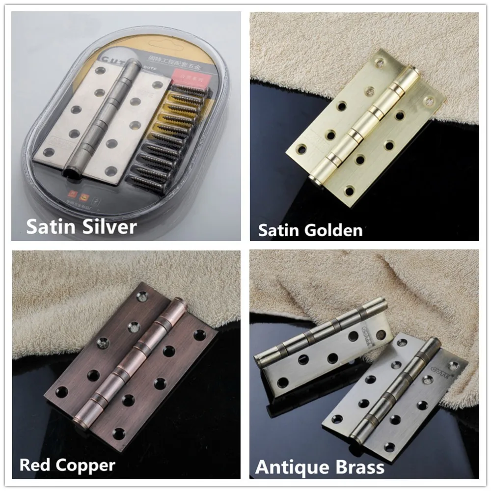 one pair 5 inches top brand GUTE furniture hinge 304 satin golden