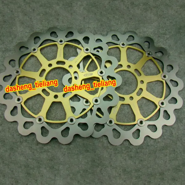 Motorcycle Front Brake Disc Rotors For Suzuki GSXR 600 750 1997 1998 1999 2000 2001 2002 2003 TL1000R TL1000S Golden 1 pcs motorcycle front brake rotor disc stainless steel braking disk for yamaha sr125 sr 125 1997 2002 2001 2000 1999 1998