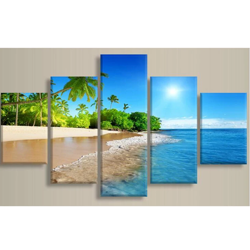 Decor DIY Wall Decoration Cross Stitch Beach Rubber Tree Diamond Painting 5D