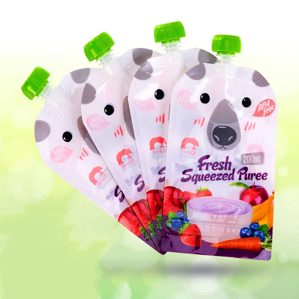 4 قطعة/الوحدة أغذية حقيبة التخزين مفيدة 100 مللي/200 مللي قابلة لإعادة الاستخدام ضغط كيس طعام تخزين DIY حقيبة أغذية الأطفال حقيبة