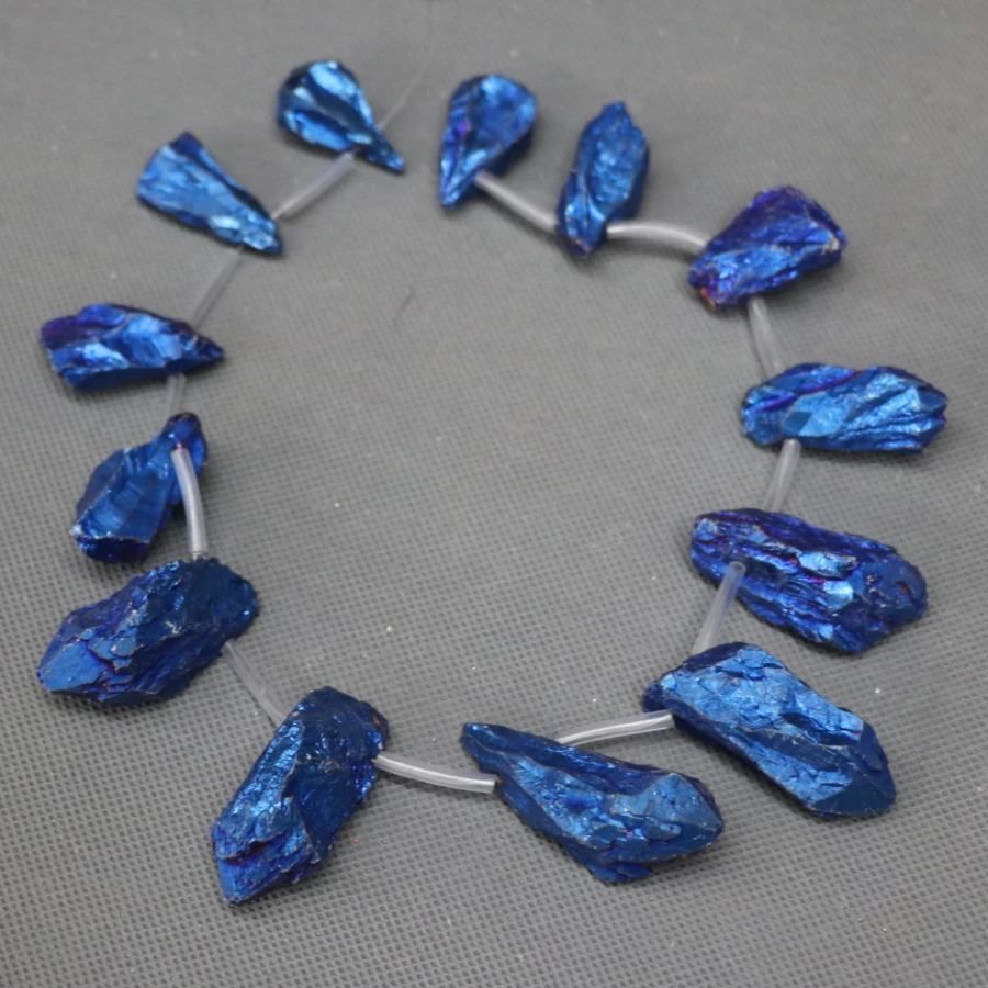 

Bigger Kindgems Gems Stone Beads, Titanium Blue Crystal Quartz Point Pendant, Top Drilled Jewelry Making 15.5inch Full Strand