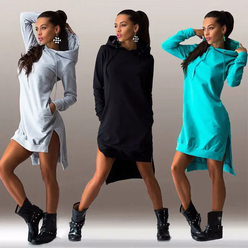Платье женское осенне зимнее длинное с капюшоном и карманами|womens clothing|womens fashion