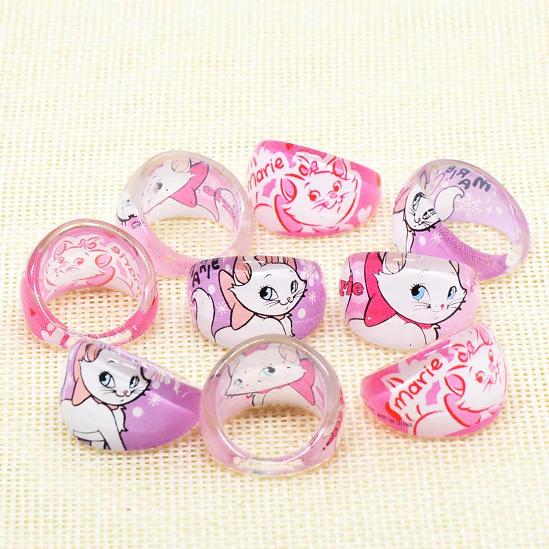 

50/100pcs Fashion Cute Cartoon Aristocats Kids Ring Girls baby Marie Rings Birthday Party Wholesale Jewelry Supplie gift