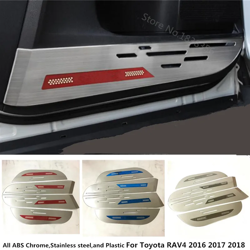 Для Toyota RAV4 Нержавеющая сталь Внутренняя дверь защитная Тюнинг автомобилей крышка анти-удар доска Стикеры отделка украшения