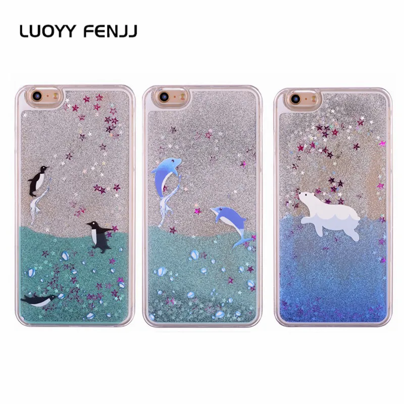 Милый чехол LUOYY FENJJ с зыбучим песком для iPhone 6 6s 7 Plus 5 5S SE телефона из жидкого