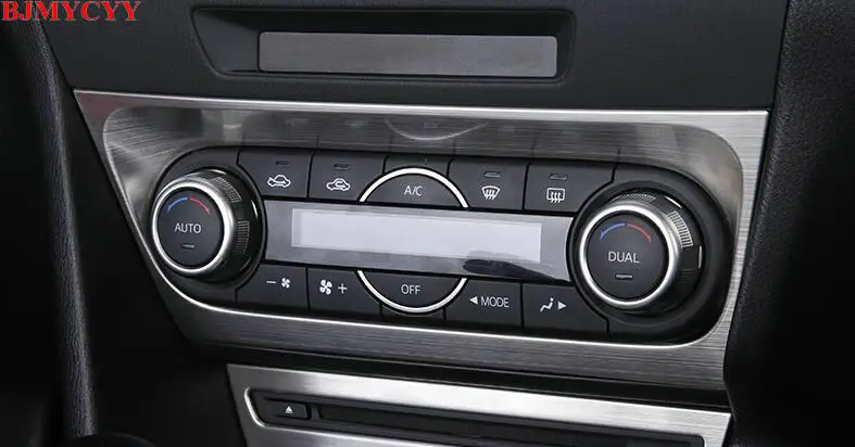 

BJMYCYY Auto Car A/C Air Condition Panel Switch Control Knob Adjust Button Cover Trim Frame Sticker For Mazda 3 Axela 2014 2015