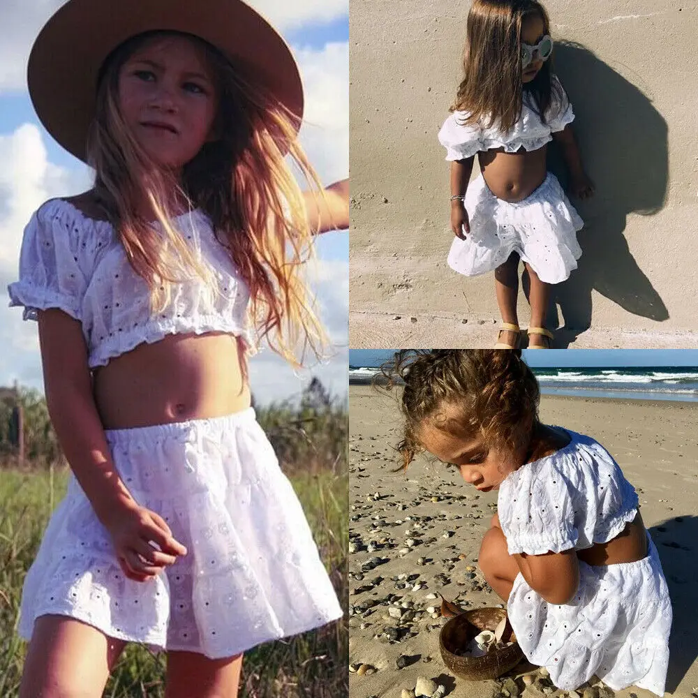 

AU 2PCS Toddler Kids Baby Girl 1Y-6Y Clothes Floral Ruffle Tops Crop Dress Outfits Set