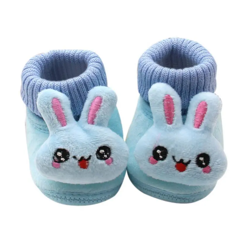 Осень-зима для маленьких мальчиков для маленьких девочек обувь манжеты 3D мультфильм большие глаза кролика для малышей теплая обувь