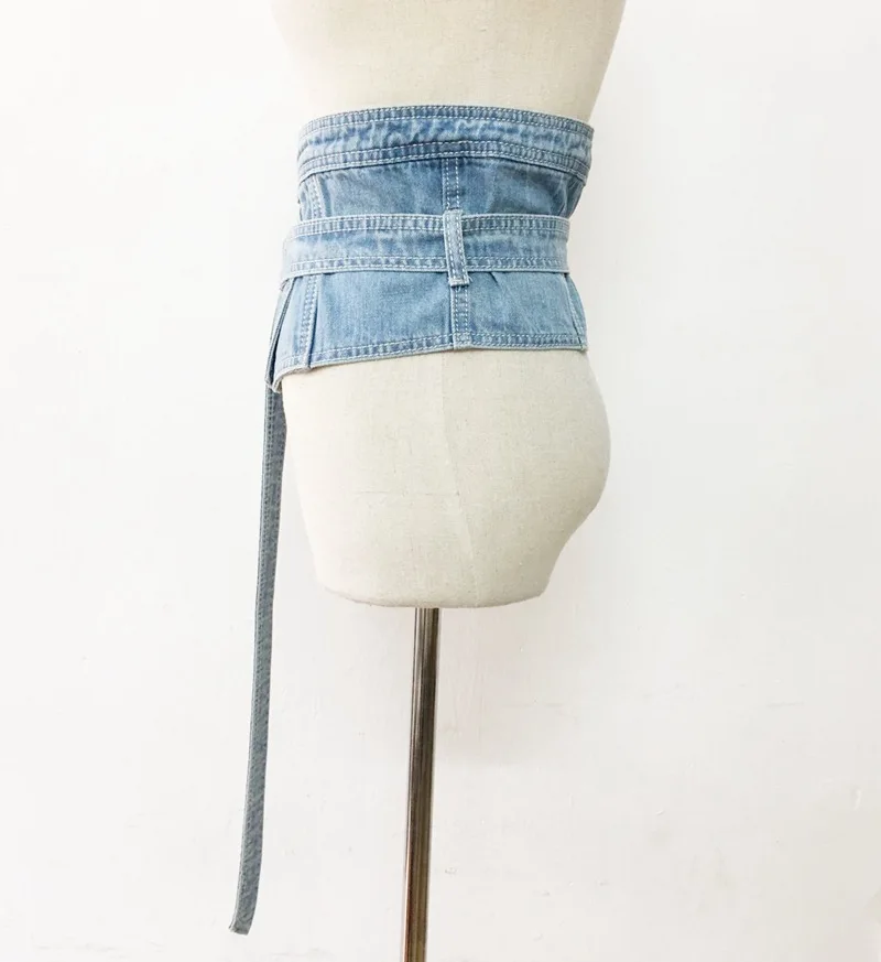 Корейский джинсовый тканевый пояс для женщин, широкий корсетный пояс, Ретро дизайн, спереди завязывается пояс на талии, платье, костюм для девочки, ремни, Новинка