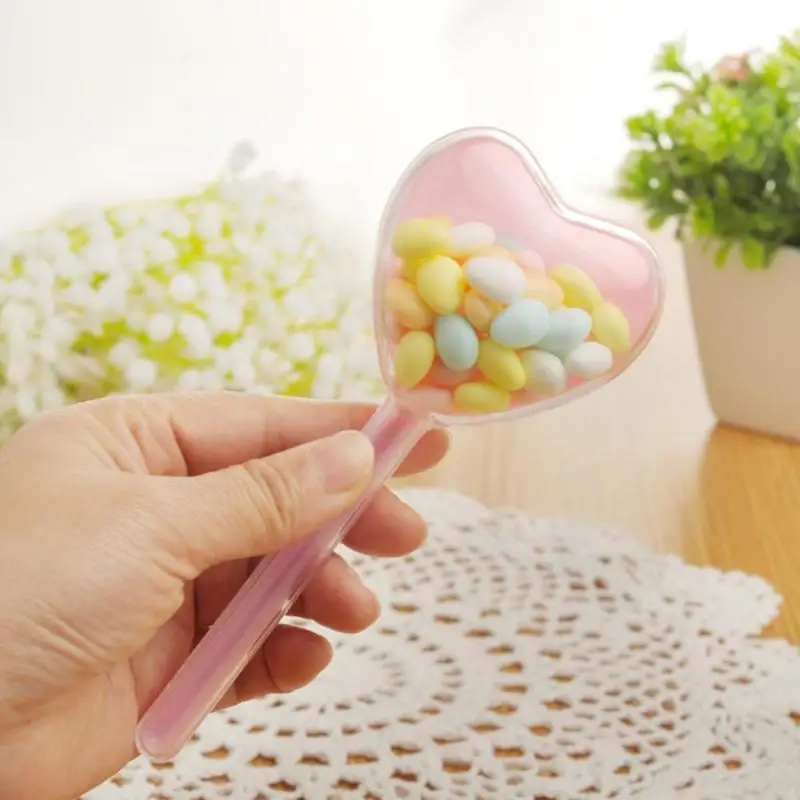 

12pcs/Pack Heart Shape Stick Plastic Clear Candy Box Case Wedding Favors Gifts Party Decoration(Random Color)