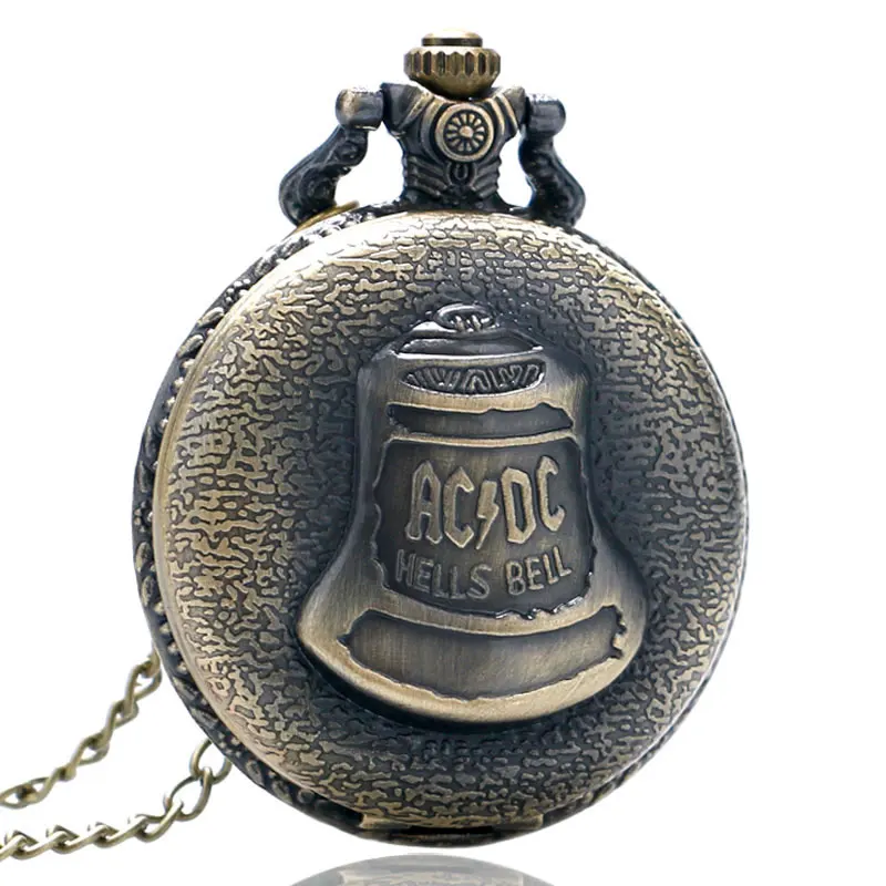 Винтажный стимпанк ACDC Hells Bell кварцевые карманные часы цепочка ожерелье-сувенир подарки повседневные Модные подвесные часы для мужчин и женщин