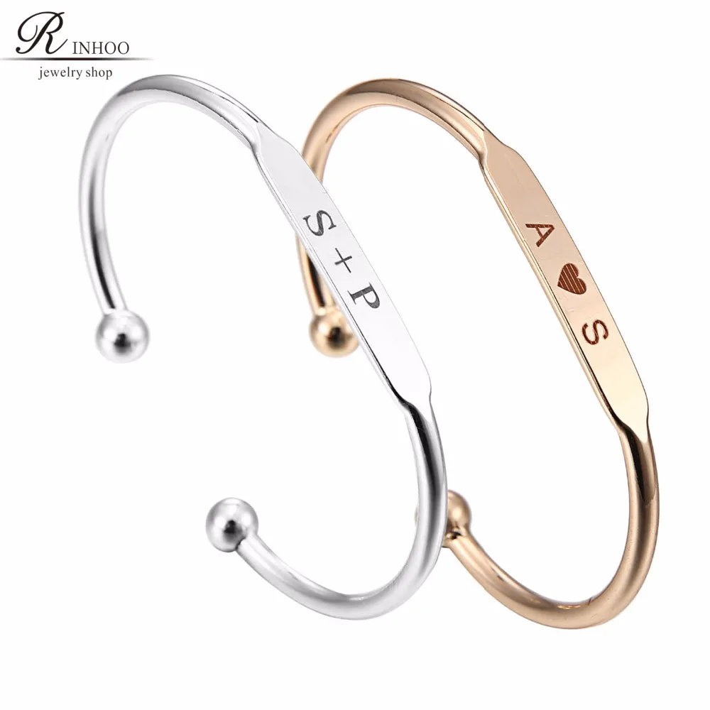 Rinhoo Gold Bar Personalized Engraved Bracelets Name Text Custom Rinhoo Gold Bar Personalized Engraved Bracelets Name Text Custom Bracelet Bangles Copper For Women Birthday Gift In From Jewelry