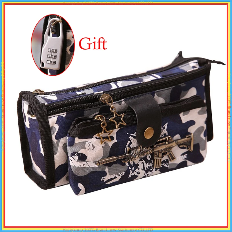 

Boy Camouflage Canvas Cute Pencil case School Minecraft etui Stationery trousse scolaire stylo penalty with Code Lock 04941