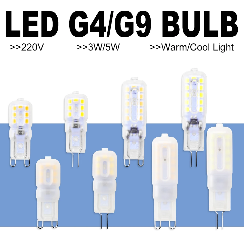 8PCS G9 LED Bulb 5W 3W Bombillas LED G4 Dimmable LED Lamp 220V Corn Bulb Chandelier Light 2835SMD Ampoule Replace Halogen Lamp