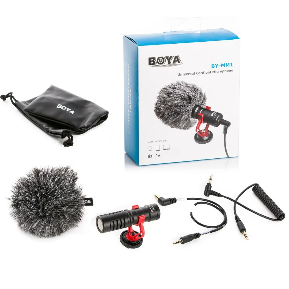 BOYA BY-MM1 Video Record Microphone Compact On-Camera Recording Mic for iPhone X 8 7 Huawei Nikon Canon DSLR