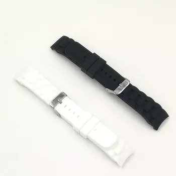 

New Waterproof 20mm White / Black Silicone Rubber Radian / Arc Degree Strap Watch Parts Watch Band Watchband Pin Buckle + Tools