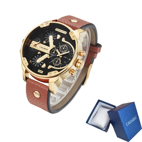 Relojes часы мужские Cagarny люксовый бренд мужские s Мужские кварцевые часы 2 времени военные Relogio Masculino черные кожаные XFCS - Цвет: style 11