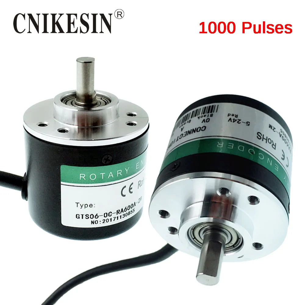

CNIKESIN Incremental Rotary Encoder GTS06-OC-RA1000B-2M AB Two-phase 5-24V 100pulse -1000 Pulse Line