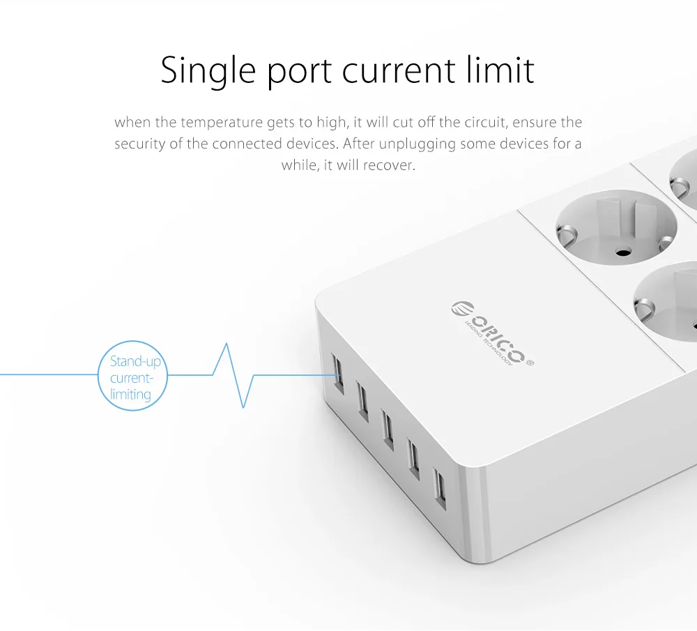 ORICO Мощность полосы EU/US/UK стандарта 4) штепсельная/6/8 выход Стабилизатор напряжения умная розетка с 5 USB Офис Стабилизатор напряжения удлинитель