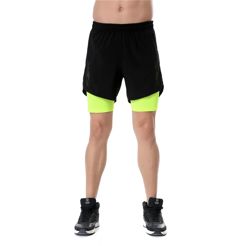 2 in1 Running Mens Shorts Camo Workout GYM Fitness
