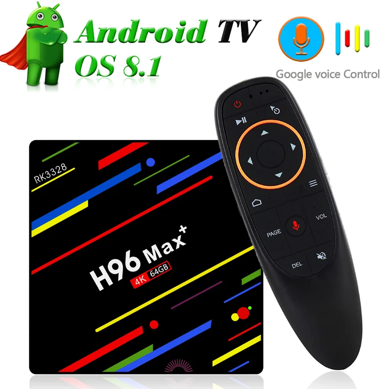 

H96 MAX + Smart TV Box Android 8.1 4GB 64GB RK3328 With Voice Remote 4GB 64GB Set Top Box H96MAX 1080P H.265 4K HD Media Player