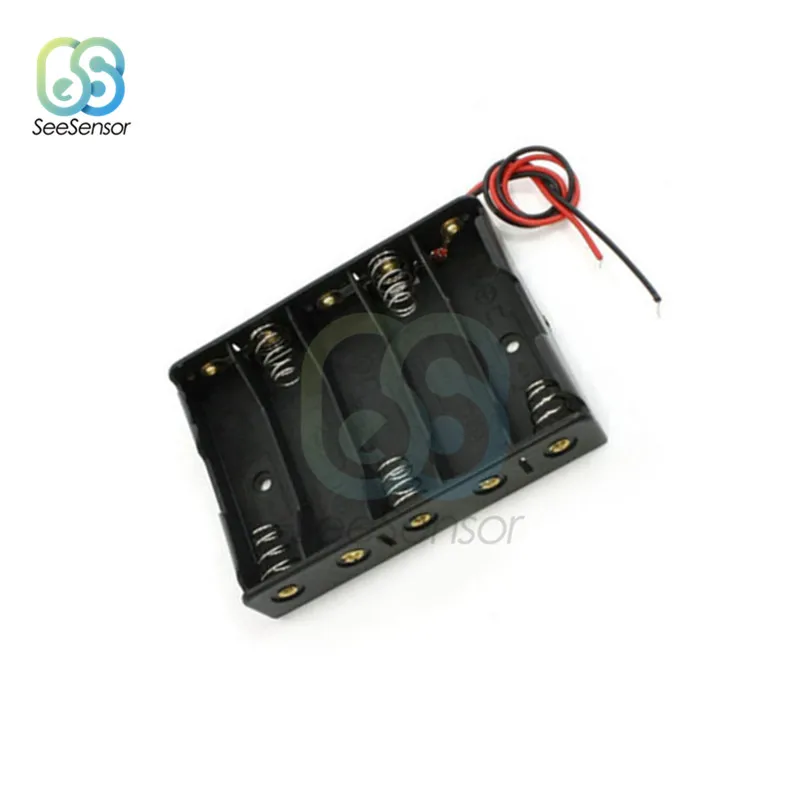 Пластиковый чехол для хранения батарей, держатель для 5 X AA 5xAA 2A 7,5 V провода с 1 2 3 4 5 слотами черный перезаряжаемый аккумулятор