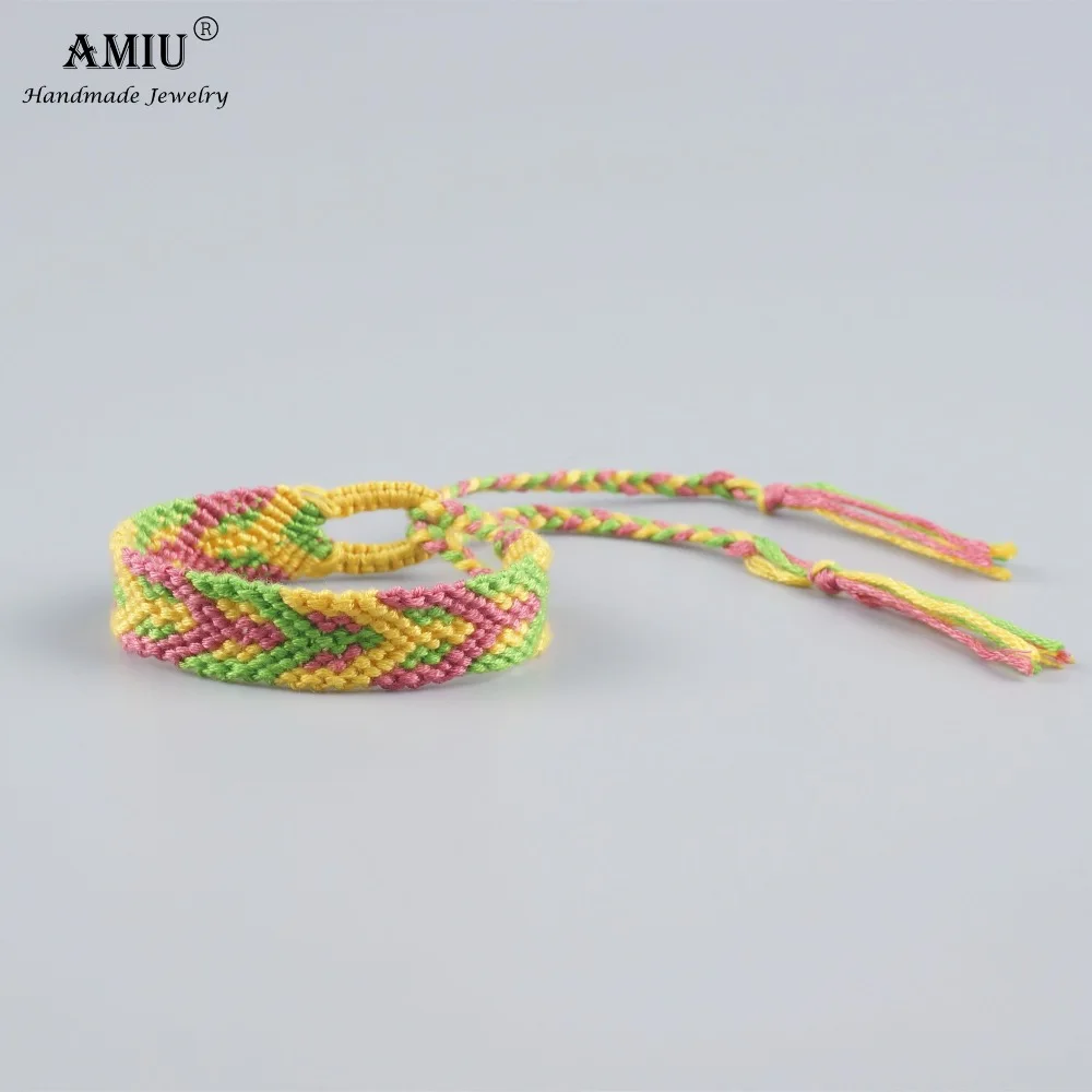 AMIU Andean Браслеты Дружбы Ручной Работы тканые хлопчатобумажные браслеты дружбы браслет макраме в богемном стиле ножной браслет обертывающийся браслет