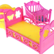 Doll Accessories 1 Set Cute Platic Rocking Cradle Bed Play House Toys For Barbie Mini doll house Furniture Kelly nk one set doll fashion hi fi tv theatre set dollhouse furniture decor accessories for barbie doll for monster high doll