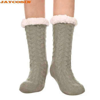 

JAYCOSIN 1Pair Hot High Quality Women's Winter Super Soft Warm Cozy Fuzzy Fleece-lined Christmas Gift With Grip Socks Women New