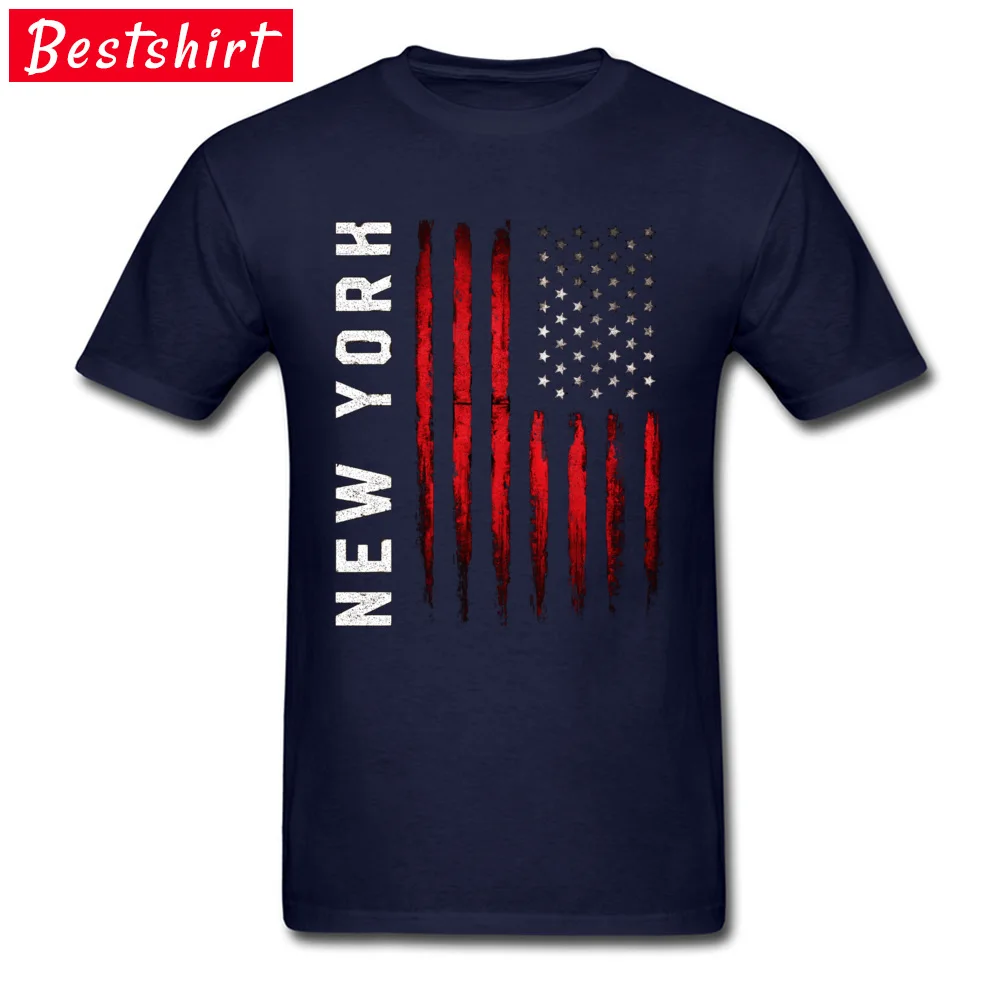 American flag New York Vintage Round Collar T-Shirt Autumn comfortable T Shirt 2018 New Fashion 100% Cotton Fabric T Shirt Men American flag New York Vintage navy