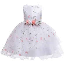 Кружевное пышное платье из тюля для девочек, платье с цветочным узором для девочек на свадьбу, вечерние платья принцессы с цветочным рисунком для девочек 3, 4, 6, 8, 10, 12 лет