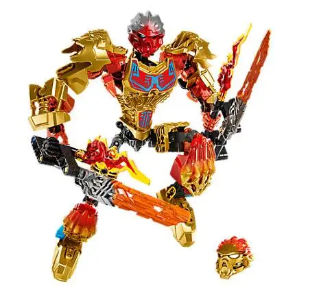 

Bevle XSZ 611-1 Biochemical Warrior BionicleMask of Light Bionicle Tahu Fire Building Block Compatible with Bela 71308 Toys
