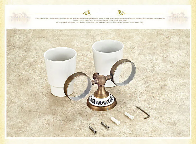 Brass antique porcelain Double tumbler cup holder toothbrush holder bathroom accessory sanitary ware bathroom furniture toilet