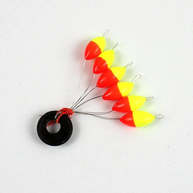 

30pcs/lot(5sets) Fishing Space Beans Fishing Float Line Stopper Bean Olive Shape Plastic Semi Yellow & Red Fishing Tackles Tools