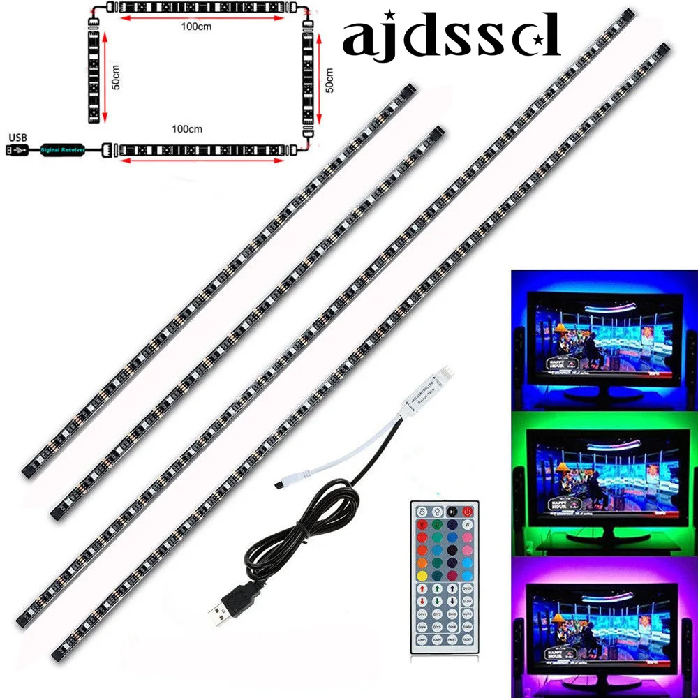 Светодиодная лента 5 в USB 5050 RGB 2x50 см 2x100 SMD бар ТВ фон компьютерное освещение