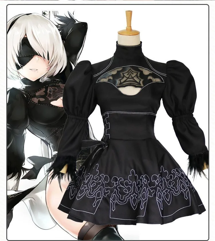 

For Game NieR Automata 2B A2 Cosplay Dresses Costume Cloth Women Halloween Party Fancy Dress Uniform Set