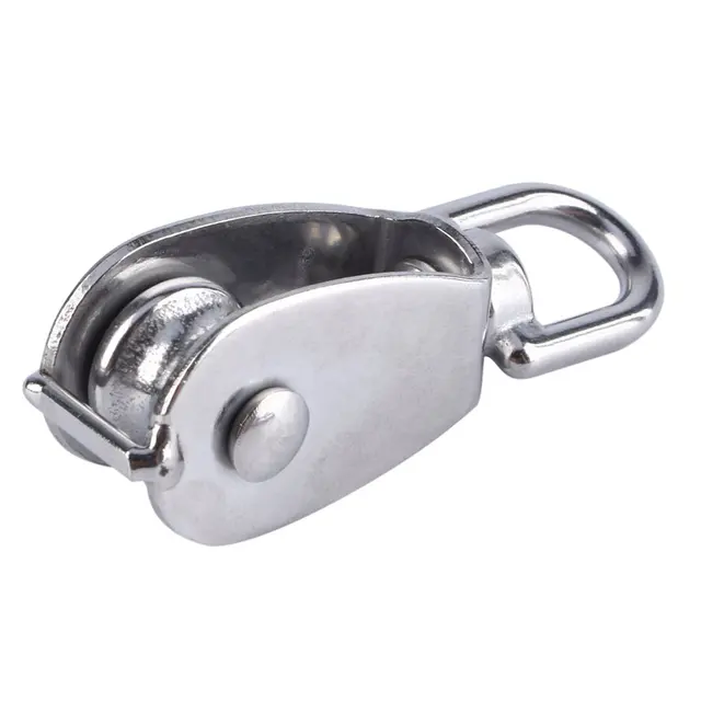 WALFRONT 4Pcs Single Wheel Swivel Pulley Block Heavy Duty Stainless Steel Lifting Rope Pulley For Wire Rope M15,M20,M25,M32 Size