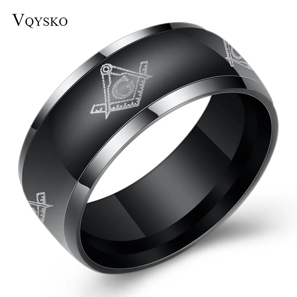

Brand Titanium Steel Carbide Ring Freemasonry Masonic Black Men Ring Free Mason