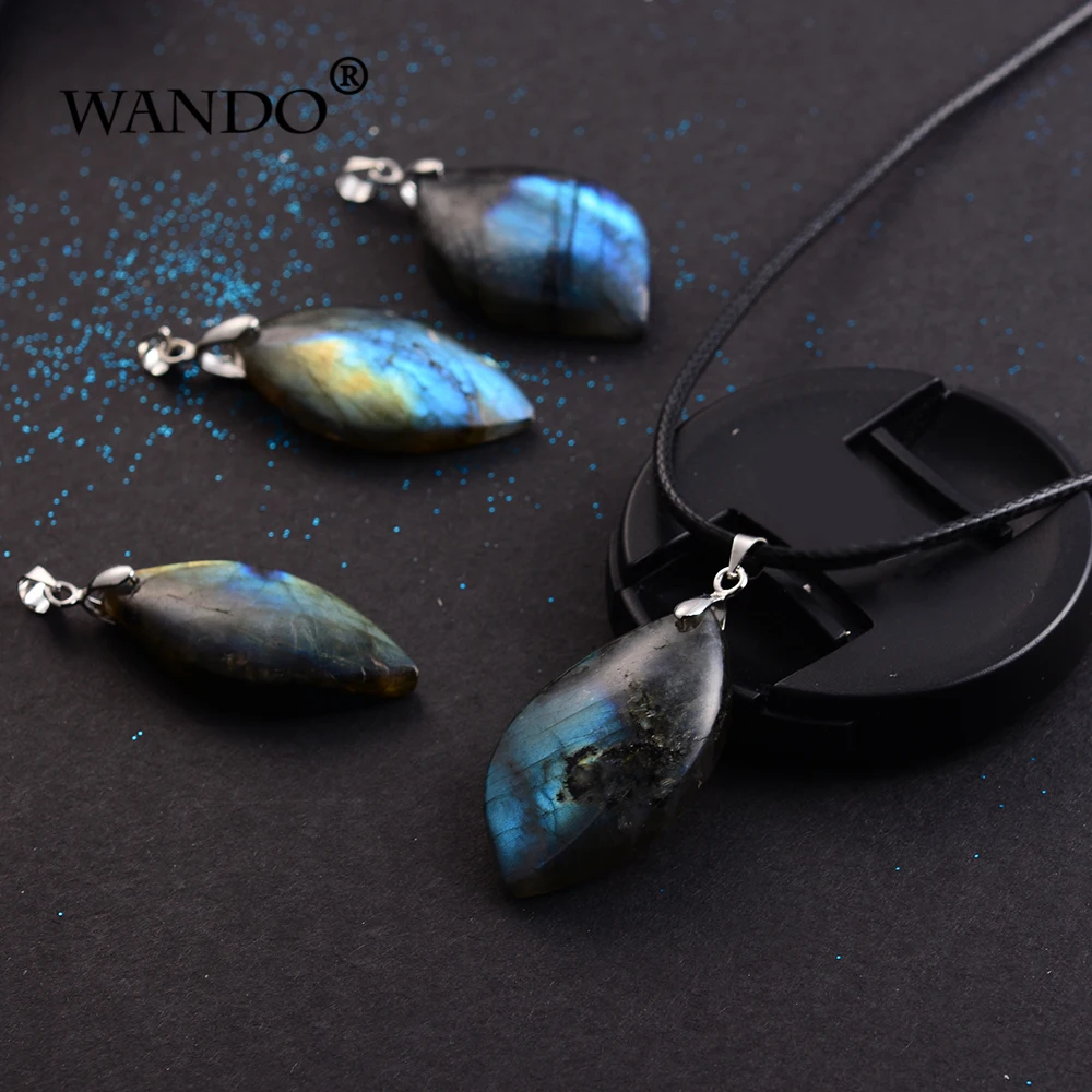 Модное ожерелье WANDO из натурального Лабрадорита женское с лунным камнем в форме S